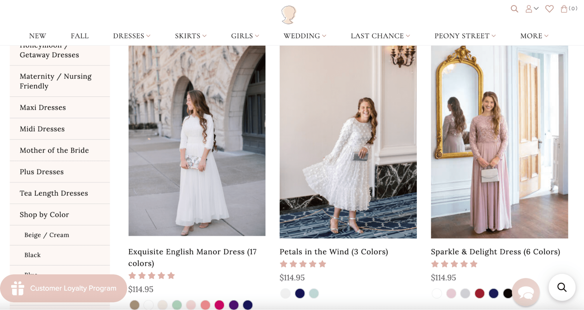 an image of a website that sells wedding dresses