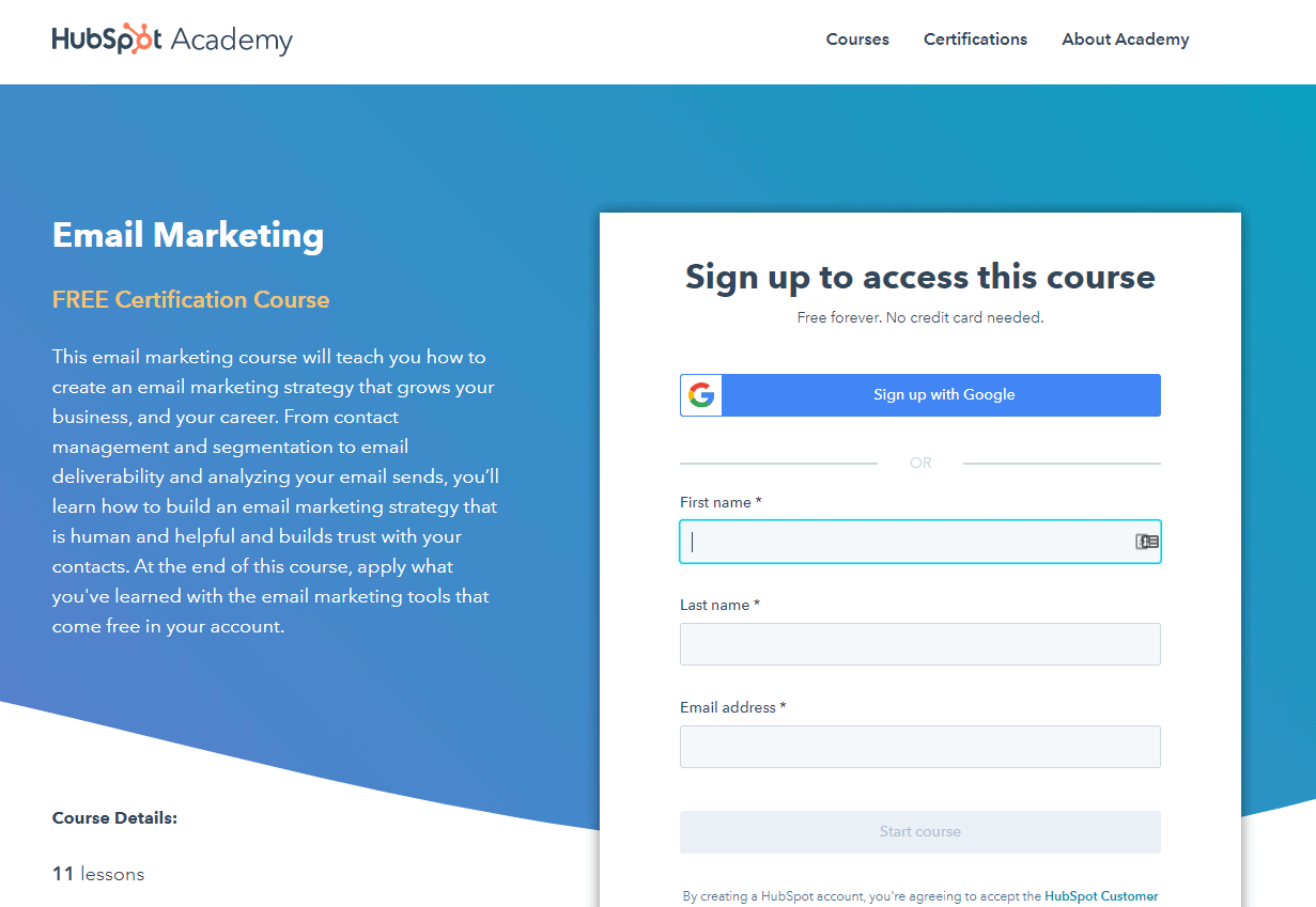 email marketing certification hubspot