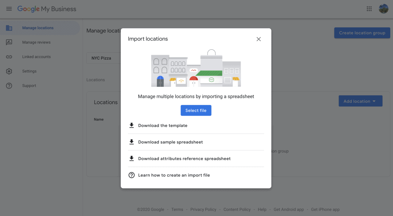 google my business bulk upload spreadsheet