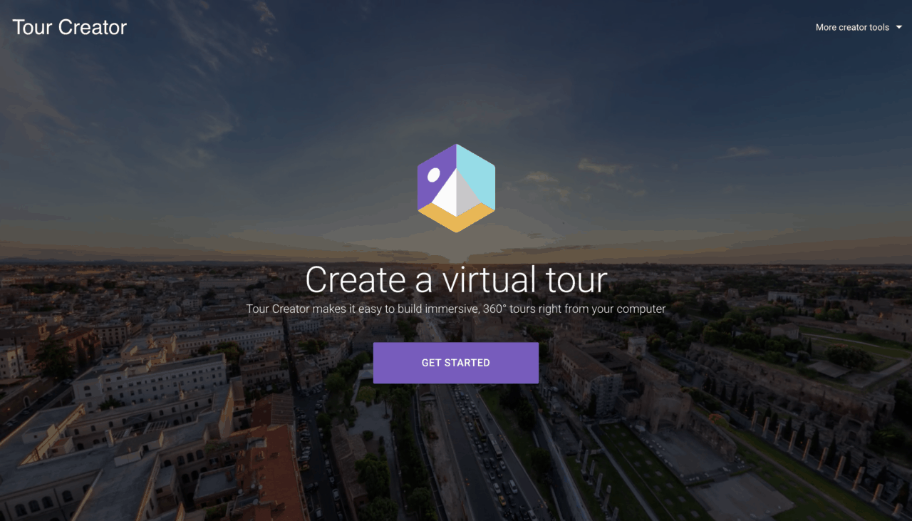 Screenshot of the Google Tour Creator website